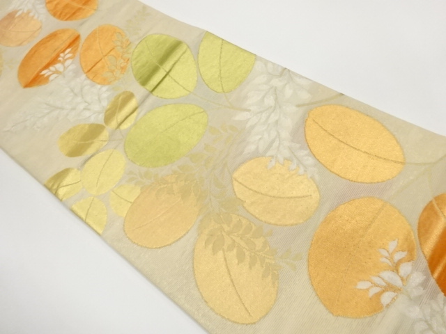 JAPANESE FUKURO OBI FOR SUMMER / WOVEN LEAVES